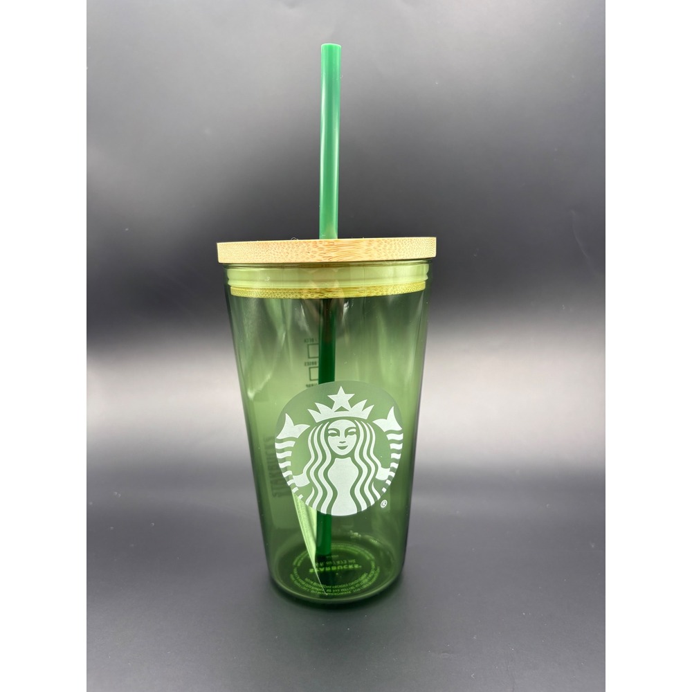 Starbucks Matcha Green Glass Cold Cup Tumbler 16oz Bamboo Lid Straw Spring 2026